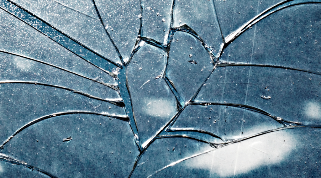 close up of shattered glass