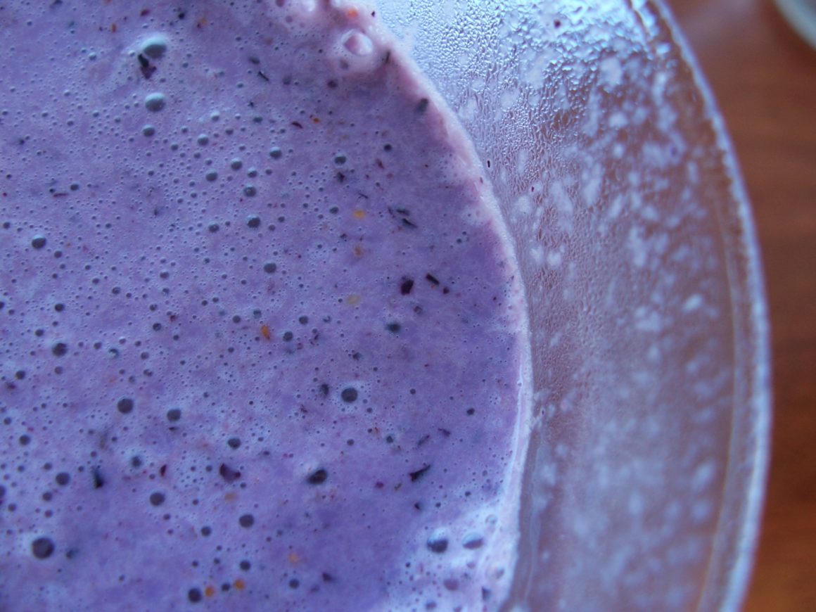 close up of a blueberry smoothie